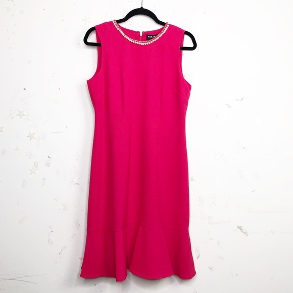 KARL  Lagerfeld  fuchsia pink structured embellished dress - Picture 1 of 12